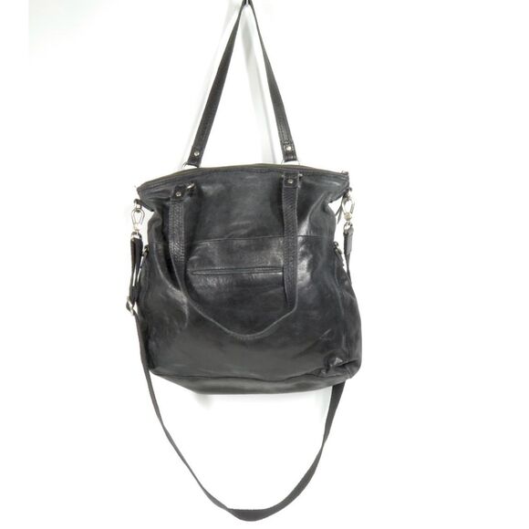 The Sak Venata Leather Convertible Bag Womens Foldover Tote Black - Picture 2 of 10